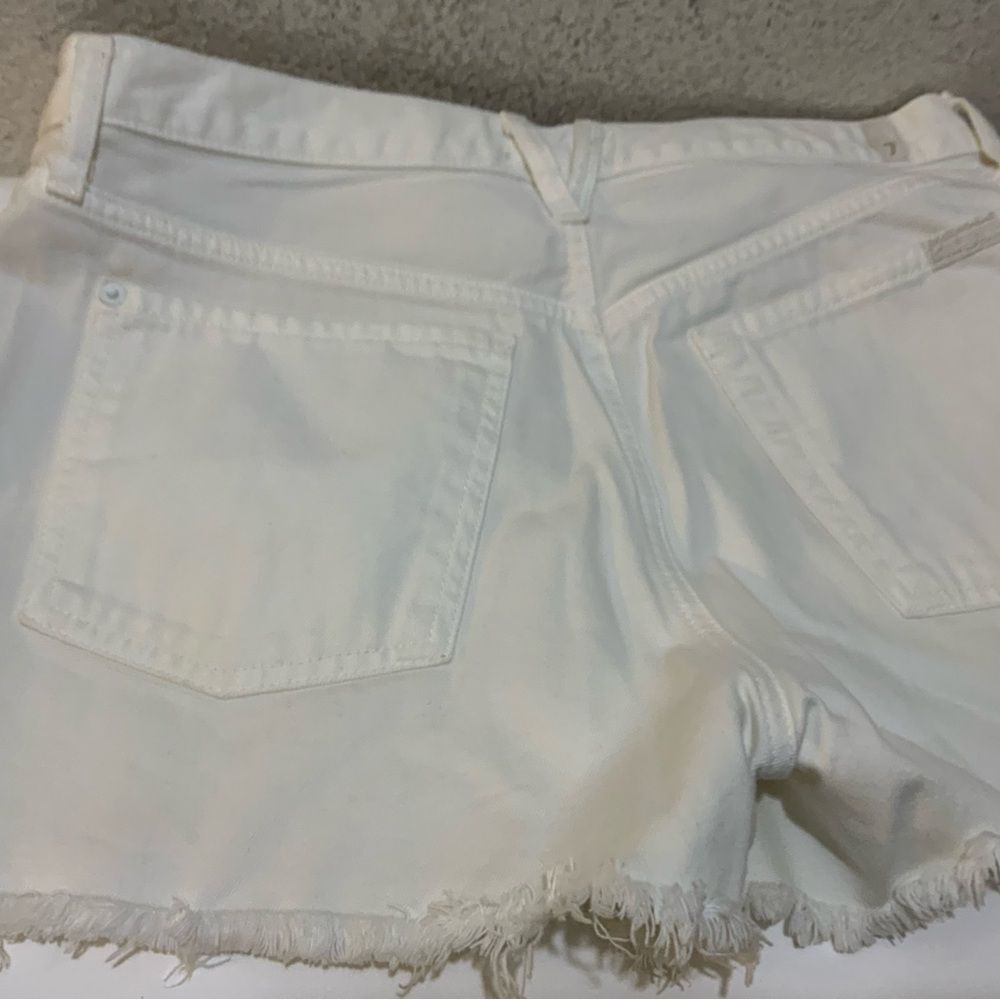 7 for all Mankind Cutoff Denim Shorts button fly in White size 28 - Picture 10 of 14